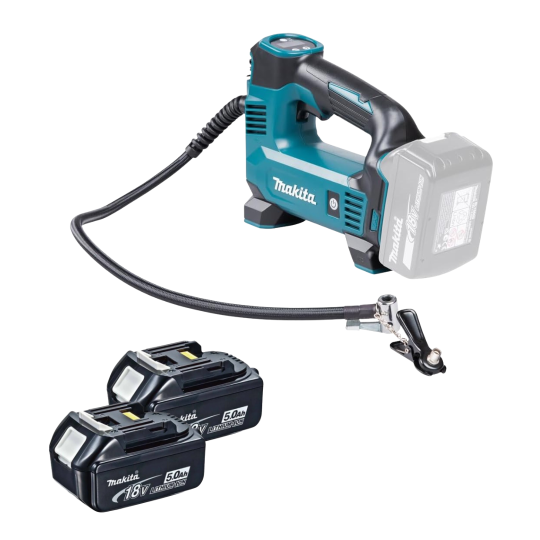 Makita 18V LXT Cordless Inflator Kit with 2 x 5.0Ah Li-Ion Batteries