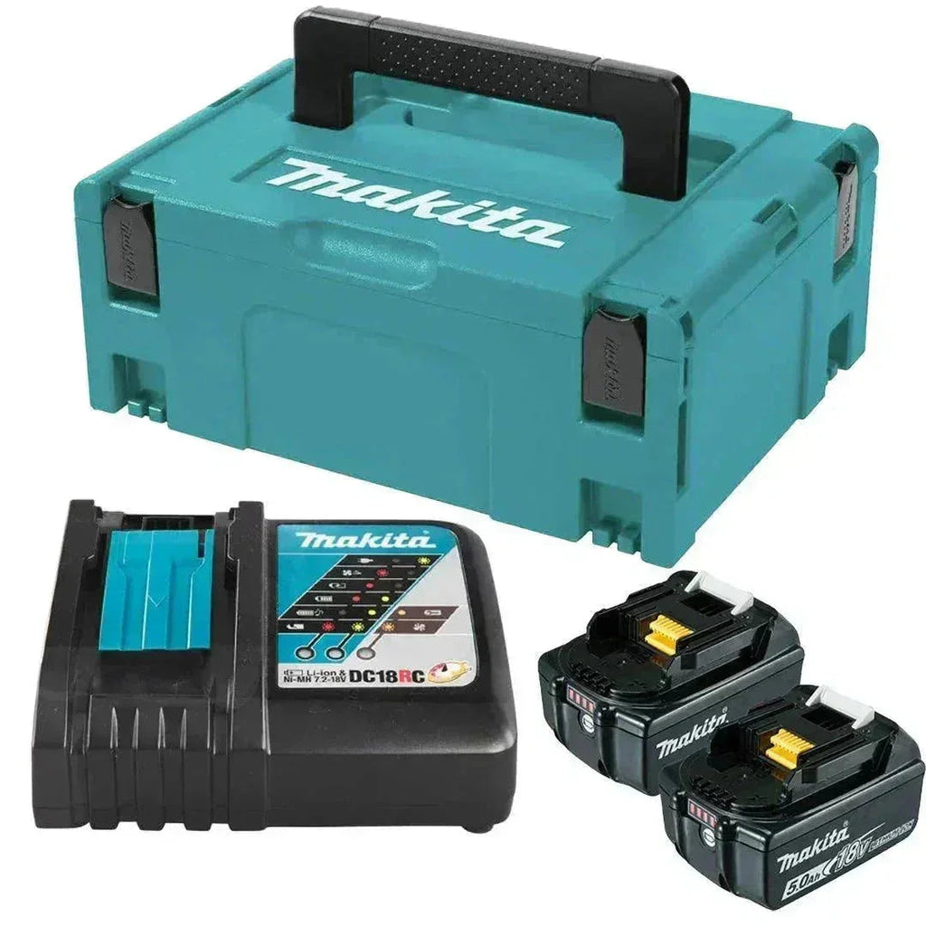 Makita 18V LXT BL1850B 5.0Ah Battery Twin Pack with Charger and Makpac Case